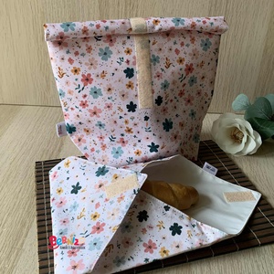 Tavaszi virágos újraszalvéta-uzsonnás zsák szett, Táska & Tok, Uzsonna- & Ebéd tartó, Szendvics csomagoló, Varrás, MESKA