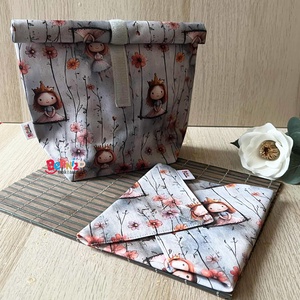 Királylányos újraszalvéta-uzsonnás zsák szett, Táska & Tok, Uzsonna- & Ebéd tartó, Szendvics csomagoló, Varrás, MESKA