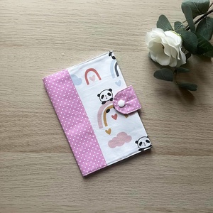 Pandás-sziváványos egészségügyi kiskönyv borító, Baba - mama, Babaemlékek, Egészségügyi kiskönyv borító, Varrás, MESKA