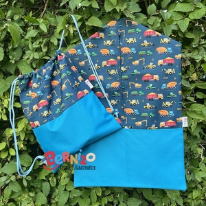 Kék autós oviszsák-tornazsák szett, Játék & Sport, Ovis felszerelés, Ovis szett, Varrás, MESKA