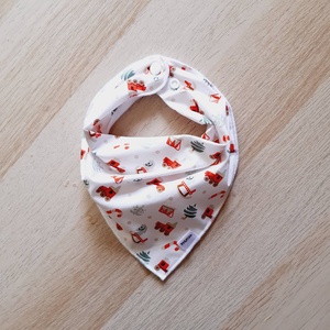 Fehér karácsonyi mintás nyálkendő/babakendő, Baba - mama, Babaruházat, Nyálkendő, Varrás, MESKA