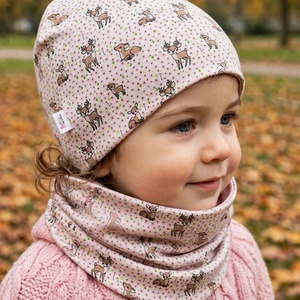 Őzikés beanie sapka-csősál szett - ruha & divat - sál, sapka, kendő - sapka & sál szett - Meska.hu