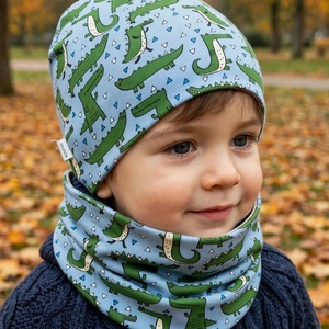 Krokodilos beanie sapka-csősál szett - ruha & divat - sál, sapka, kendő - sapka & sál szett - Meska.hu