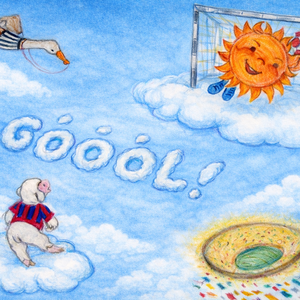 Napocska és Bárányka fociznak vidám, mesés rajz/kép, dekoráció gyerekszobába digitális, letölthető , Baba - mama, Babaszoba dekoráció, Babaszoba kép, Fotó, grafika, rajz, illusztráció, Vidám, mesés hangulatú, meleg tónusú rajz/kép a "Sugárka és Bari" sorozatból.
Napicska es Bárányka ..., MESKA