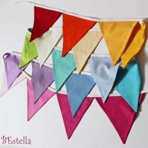 szivárványos zászlófüzér (bunting) - otthon & életmód - dekoráció - fali és függő dekoráció - függődísz - Meska.hu