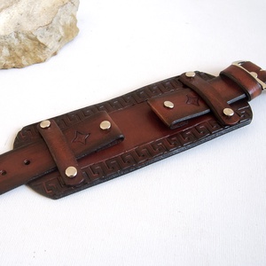 Férfi marhabőr óraszíj, Görög mintás óraszíj férfiaknak, Kézműves óraszíj - ékszer - karóra és ékszeróra - óraszíj - Meska.hu