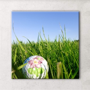 Golflabda fűben, herendi virággal - vászonkép - Meska.hu