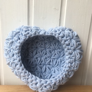 Kék szív alakú kosár - otthon & életmód - tárolás & rendszerezés - tárolókosár - Meska.hu