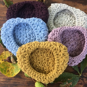 Kék szív alakú kosár - otthon & életmód - tárolás & rendszerezés - tárolókosár - Meska.hu