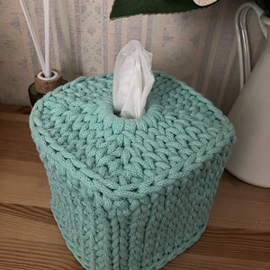 Papír zsebkendő tartó- menta zöld, Otthon & Életmód, Tárolás & Rendszerezés, Zsebkendőtartó, Horgolás, MESKA