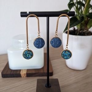 Zöldeskék fánk bedugós fülbevaló, Ékszer, Fülbevaló, Lógó fülbevaló, Ékszerkészítés, MESKA