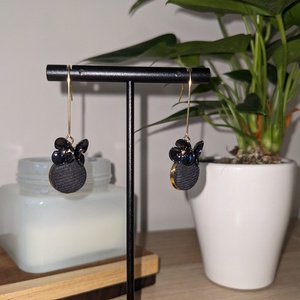 Kétvirágos feketefarmer fülbevaló - ékszer - fülbevaló - lógó fülbevaló - Meska.hu