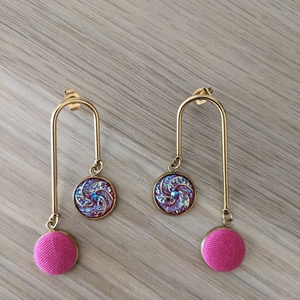 Pink fánkos bedugós fülbevaló - ékszer - fülbevaló - lógó fülbevaló - Meska.hu