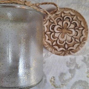 Kis üveg díszes tetővel (Mandala arany csillámos) - otthon & életmód - gyertya, illat, aroma - mécses és mécsestartó - Meska.hu