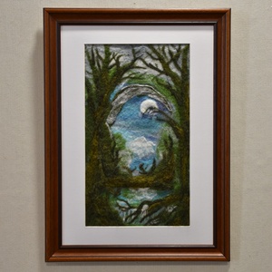 Túloldalon - Nemezelt gyapjú falikép, Művészet, Textilkép, Nemezelt, Nemezelés, MESKA