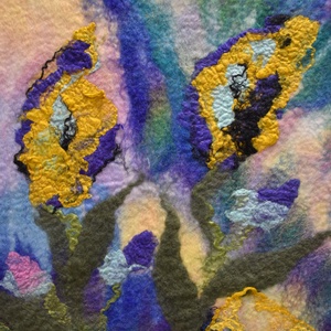 Liliomok - Nemezelt gyapjú falikép - művészet - textilkép - nemezelt - Meska.hu