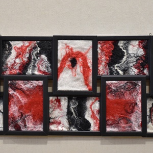 Fekete-Fehér-Piros - Nemezelt gyapjú falikép, Művészet, Textilkép, Nemezelt, Nemezelés, MESKA