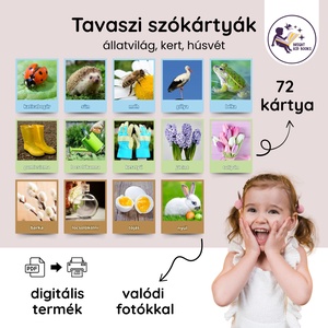 Nyomtatható tavaszi szókártyák gyerekeknek  72 db kártya állatvilág, kert, húsvét témában - Meska.hu