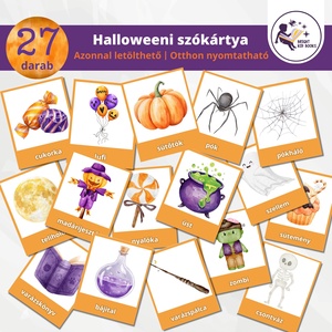 Halloweeni foglalkoztató óvodásoknak + 27db szókártya PDF - otthon & életmód - dekoráció - halloween - halloweeni meghívó, képeslap, ajándékkísérő - Meska.hu