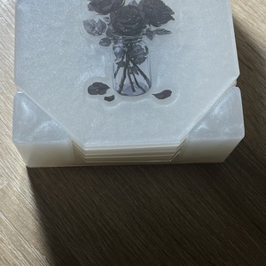 Epoxi poháralátét tartóval - otthon & életmód - konyhafelszerelés, tálalás - tálalás - tányér- és poháralátét - Meska.hu