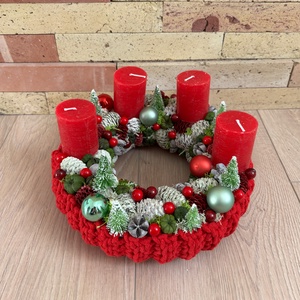  Horgolt alapú adventi asztaldísz-piros - Meska.hu