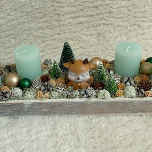 Adventi őzikés asztaldísz , Karácsony, Adventi díszek, Adventi asztaldísz, , MESKA
