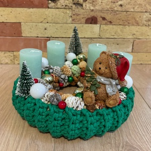 Zöld macis adventi asztaldísz - Meska.hu