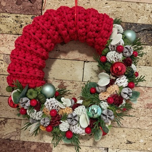 Horgolt karácsonyi ajtódísz  - Meska.hu