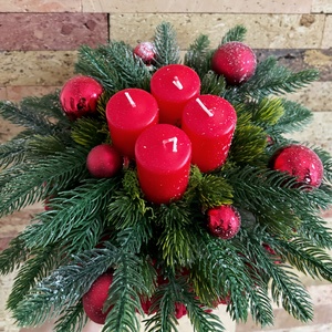 Piros adventi asztaldísz - karácsony - adventi díszek - adventi asztaldísz - Meska.hu