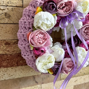 Lila virágos kopogtató  - otthon & életmód - dekoráció - ajtó- és ablak dekoráció - ajtódísz & kopogtató - Meska.hu