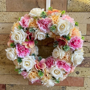 Tavaszi virágos ajtódísz , Otthon & Életmód, Dekoráció, Ajtó- és ablak dekoráció, Ajtódísz & Kopogtató, , MESKA