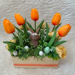 Tavaszi nyuszis asztaldísz  - Meska.hu