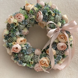 Tavaszi pasztell színű kopogtató , Otthon & Életmód, Dekoráció, Ajtó- és ablak dekoráció, Ajtódísz & Kopogtató, , MESKA