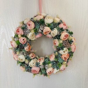 Tavaszi virágos ajtódísz , Otthon & Életmód, Dekoráció, Ajtó- és ablak dekoráció, Ajtódísz & Kopogtató, , MESKA