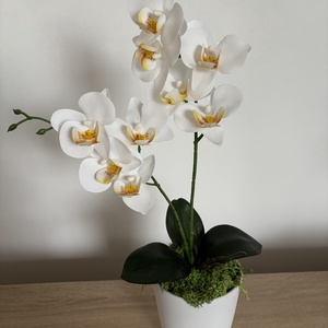 Fehér élethű orchidea , Otthon & Életmód, Dekoráció, Asztal és polc dekoráció, Asztaldísz, , MESKA