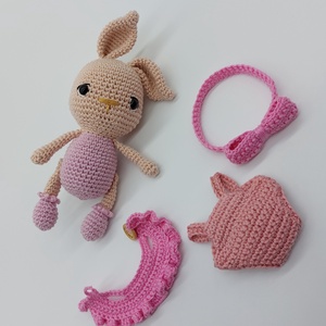 Rózsaszín ruhás öltöztethető amigurumi nyuszika - játék & sport - plüssállat & játékfigura - nyuszi - Meska.hu