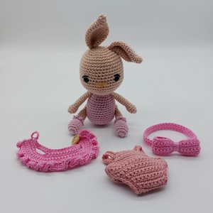 Rózsaszín ruhás öltöztethető amigurumi nyuszika - játék & sport - plüssállat & játékfigura - nyuszi - Meska.hu
