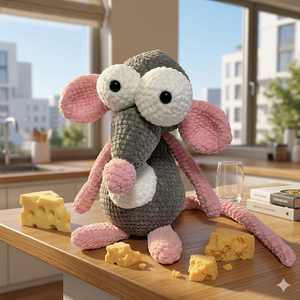 Vicces nagy szemű amigurumi patkány, Játék & Sport, Plüssállat & Játékfigura, Más figura, Horgolás, MESKA