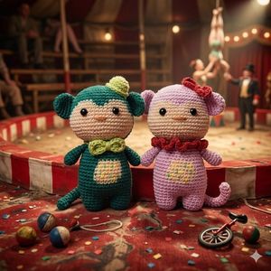 Kettős játszma Amigurumi majmocskák (Ikrek horoszkóp figurák) - Meska.hu