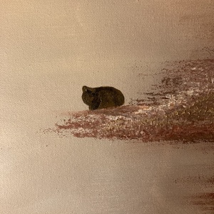 Absztrakt dekor festmény - vicces állatok; barnás, bézses, arany színek - művészet - festmény - akril - Meska.hu