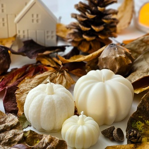PUMPKIN CANDLE SET - tök gyertya szett - natúr - Meska.hu
