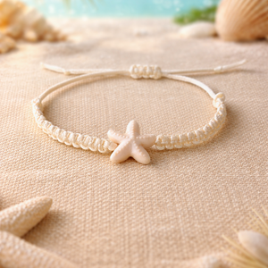 Tengeri csillagos makramé karkötő, Ékszer, Karkötő, Fonott karkötő, Csomózás, MESKA