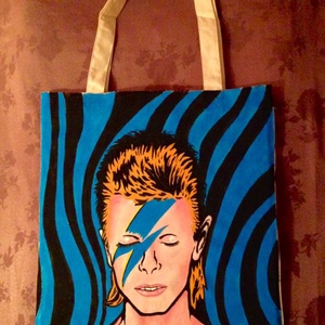 Bowie tatyó, Táska & Tok, Bevásárlás & Shopper táska, Shopper, textiltáska, szatyor, Festészet, Fotó, grafika, rajz, illusztráció, Meska