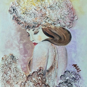 Női portré/akril, Művészet, Festmény, Akril, Festészet, MESKA