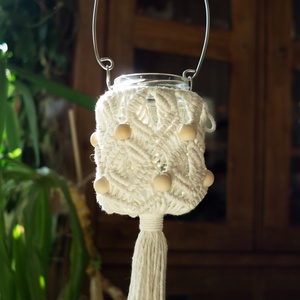 Makramé lámpás-mécsestartó, Otthon & Életmód, Ház & Kert, Kerti lámpa, Csomózás, Fémmegmunkálás, MESKA