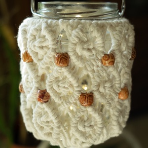 Makramé lámpás-mécsestartó - otthon & életmód - ház & kert - kerti lámpa - Meska.hu