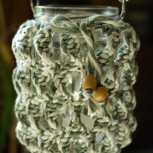 Makramé lámpás-mécsestartó - otthon & életmód - ház & kert - kerti lámpa - Meska.hu