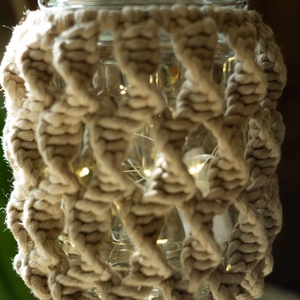 Makramé lámpás-mécsestartó - otthon & életmód - ház & kert - kerti lámpa - Meska.hu