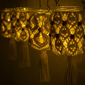 Makramé lámpás-mécsestartó - otthon & életmód - ház & kert - kerti lámpa - Meska.hu