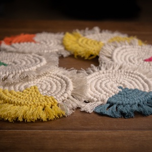 Makramé színes poháralátét - Meska.hu